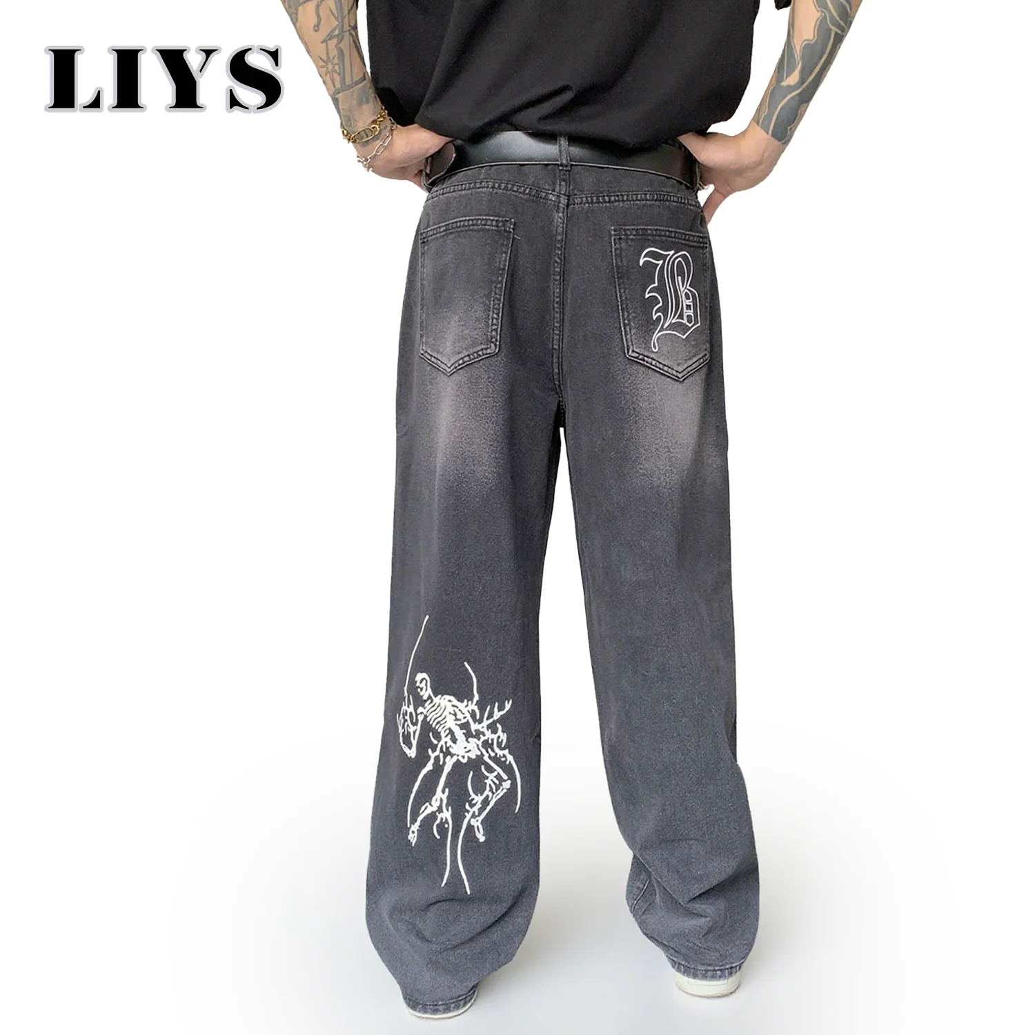 Мужские осенние свободные широкие джинсы с рисунком аниме, американский тренд, ретро, готика, мужские и женские мешковатые прямые джинсовые брюки, уличная одежда
Мужские осенние свободные широкие джинсы с рисунком аниме, американский тренд, ретро, готика, мужские и женские мешковатые прямые джинсовые брюки, уличная одежда
