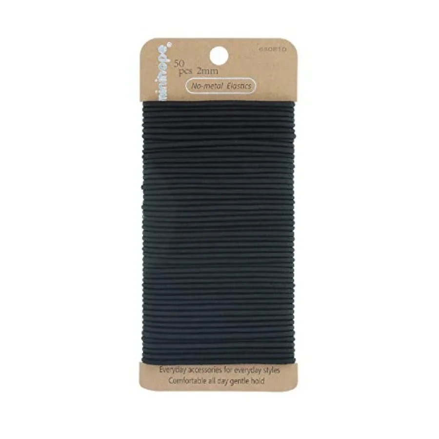 metal girls elastic hair ties, women's black elastics, 2mm Hair elastics 50 Count
metal girls elastic hair ties, women's black elastics, 2mm Hair elastics 50 Count