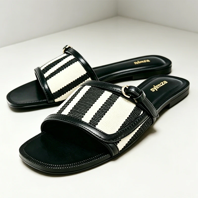 Fashion Printed Metallic Buckle Detail Flat Sandals Woman Luxury Designer Slippers for Ladies Summer Light Comfortable Shoes
Fashion Printed Metallic Buckle Detail Flat Sandals Woman Luxury Designer Slippers for Ladies Summer Light Comfortable Shoes