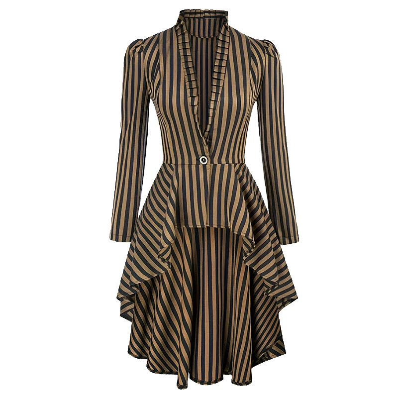 Long Coats For Women High-Low Hem Coat Steampunk Long Puff Sleeve Stand Collar V-Neck Elegant Club Party Eevning Casual Tops
Long Coats For Women High-Low Hem Coat Steampunk Long Puff Sleeve Stand Collar V-Neck Elegant Club Party Eevning Casual Tops