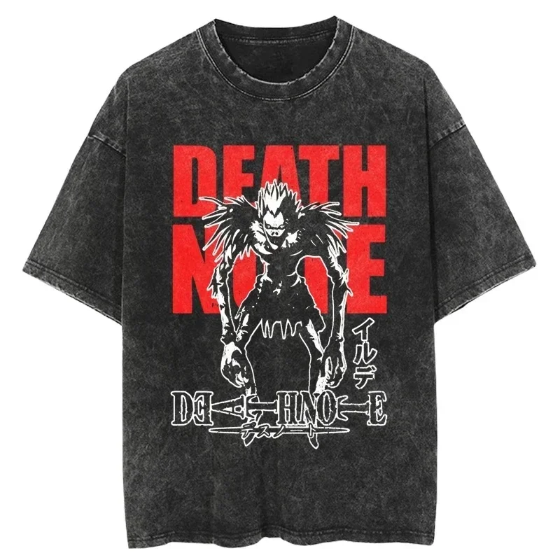 Аниме Death Note Ретро стираная футболка с коротким рукавом Винтаж Хип-хоп Уличный принт с круглым вырезом Топ с коротким рукавом
Аниме Death Note Ретро стираная футболка с коротким рукавом Винтаж Хип-хоп Уличный принт с круглым вырезом Топ с коротким рукавом