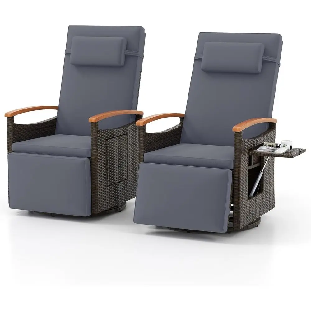 Outdoor Swivel Recliner Chair Rattan Wicker Patio Chaise Lounge with Adjustable Backrest, ootrest, lip Side Table, Cushions, or
Outdoor Swivel Recliner Chair Rattan Wicker Patio Chaise Lounge with Adjustable Backrest, ootrest, lip Side Table, Cushions, or