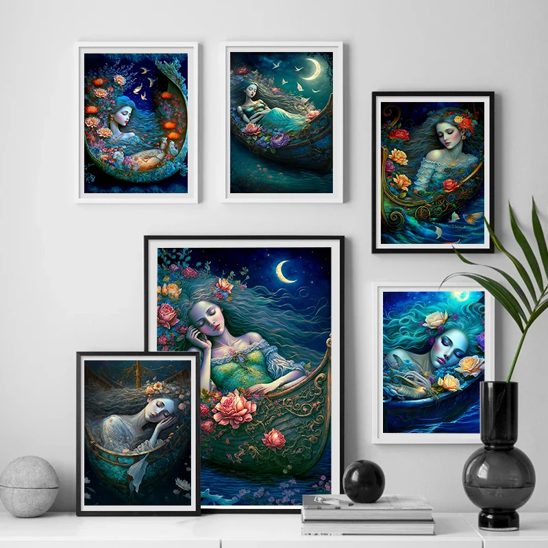 Moon Fantasy Girl Canvas Painting Long Hair Sleeping Beauty Princess Art Poster Print Modern Bedroom Home Decoration Picture
Moon Fantasy Girl Canvas Painting Long Hair Sleeping Beauty Princess Art Poster Print Modern Bedroom Home Decoration Picture