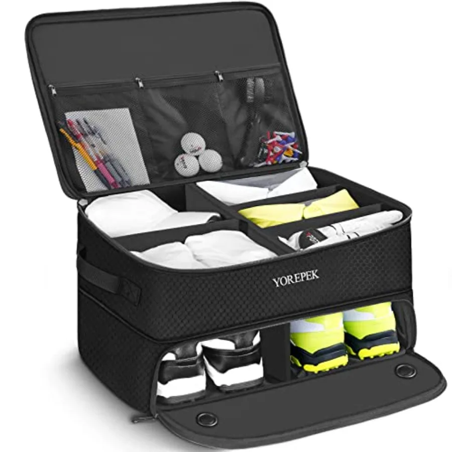 2 Layer Golf Trunk Organizer with Separate Ventilated Compartment for 2 Pairs of Shoes Waterproof Car Trunk Locker for Balls Te
2 Layer Golf Trunk Organizer with Separate Ventilated Compartment for 2 Pairs of Shoes Waterproof Car Trunk Locker for Balls Te