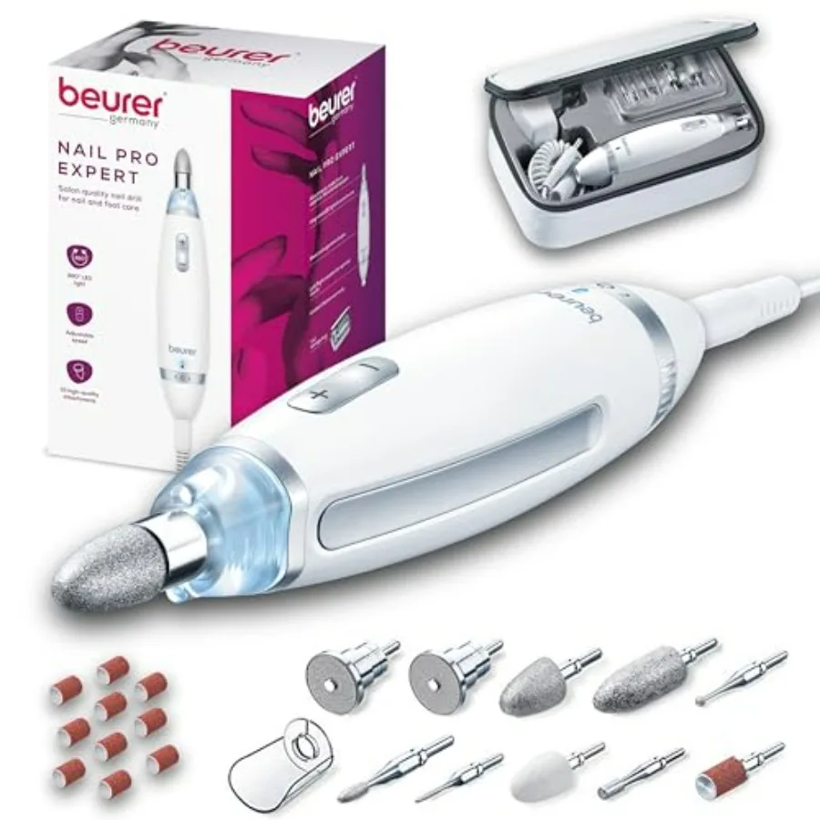 Beurer MP62 Professional Nail Drill Kit, Portable Electric File Machine with 10 Attachments and 10 Sanding Bands, Efile Dremel
Beurer MP62 Professional Nail Drill Kit, Portable Electric File Machine with 10 Attachments and 10 Sanding Bands, Efile Dremel