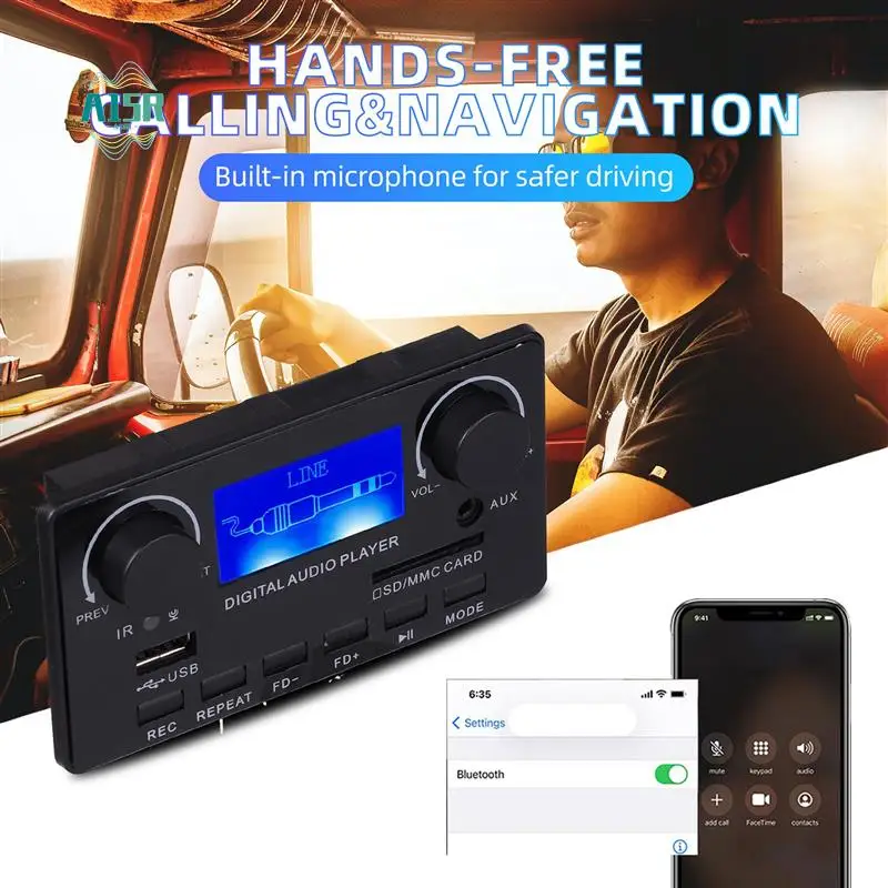 A15R -1Set Bluetooth 5.0 MP3 Decoder Board Support Handsfree Recording FM DC 12V MP3 WMA WAV APE FLAC Audio Decoder Plastic
A15R -1Set Bluetooth 5.0 MP3 Decoder Board Support Handsfree Recording FM DC 12V MP3 WMA WAV APE FLAC Audio Decoder Plastic