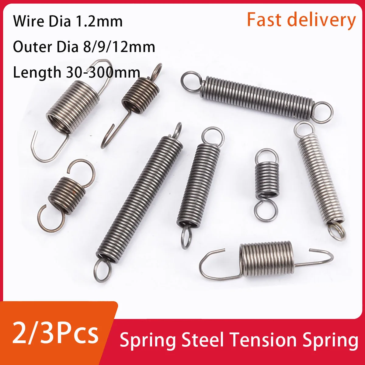 2/3Pcs Spring Steel Tension Spring Extension Hook Wire Diameter 1.2mm Outer Diameter 8/9/10mm Length 30-300mm Customizable
2/3Pcs Spring Steel Tension Spring Extension Hook Wire Diameter 1.2mm Outer Diameter 8/9/10mm Length 30-300mm Customizable