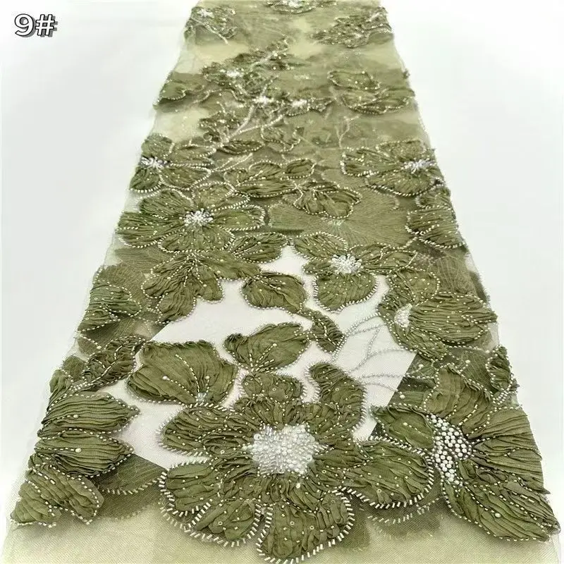 Fashion French Mesh 3D Flowers Embroidery Groom Lace Fabric with Sequins African Nigerian Fabric for Wedding Dress Women Sewing
Fashion French Mesh 3D Flowers Embroidery Groom Lace Fabric with Sequins African Nigerian Fabric for Wedding Dress Women Sewing