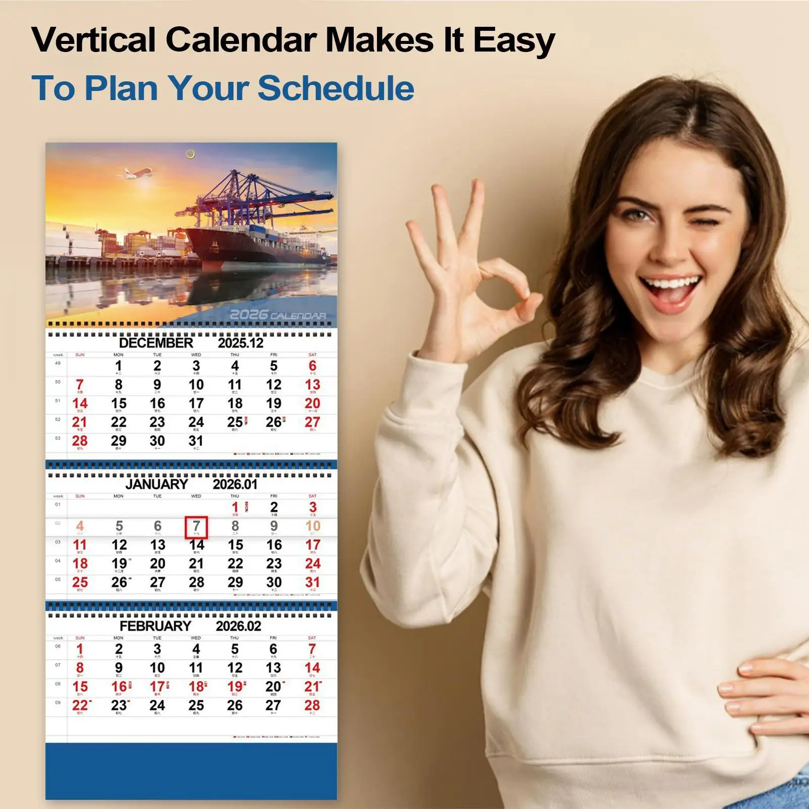3-month Wall Calendar 2026 Vertical Tri-fold Wall Planner Schedule Organization Holidays Calendar For School Workplace Dormitory
3-month Wall Calendar 2026 Vertical Tri-fold Wall Planner Schedule Organization Holidays Calendar For School Workplace Dormitory