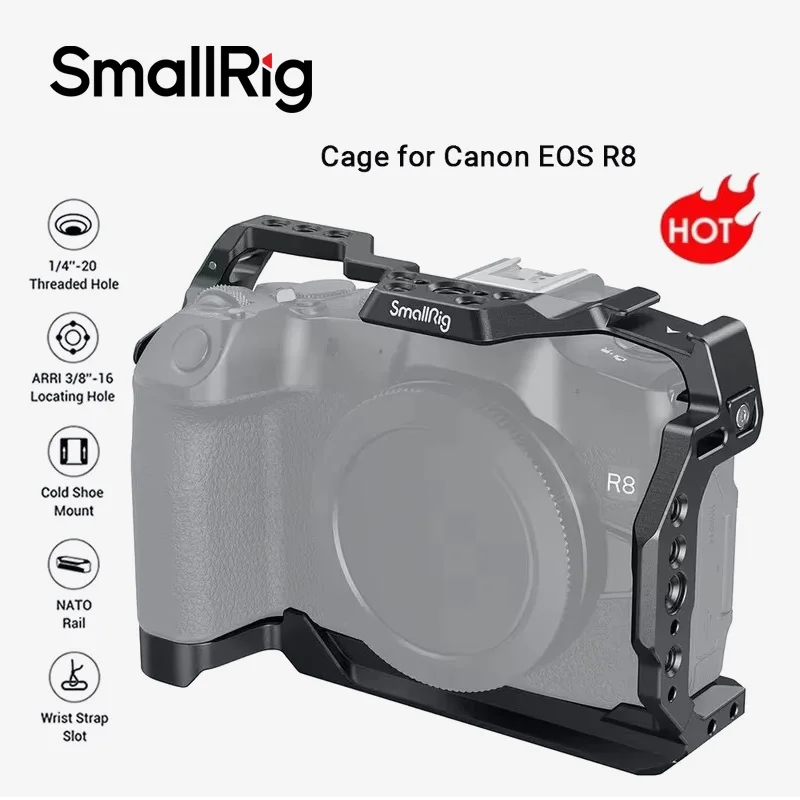 SmallRig R8 Camera Cage for Canon EOS R8 with Arca Swiss Quick-Release Plate for DJI Gimbal Tripod w 1/4"-20 Thread Holes -4212
SmallRig R8 Camera Cage for Canon EOS R8 with Arca Swiss Quick-Release Plate for DJI Gimbal Tripod w 1/4"-20 Thread Holes -4212