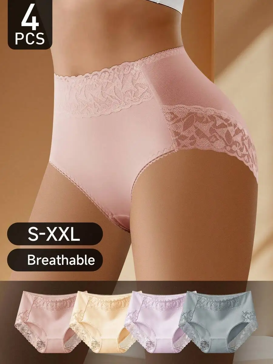 4 Pcs Womens Lace Spliced Triangle Panties Breathable Mid-Rise Comfortable
4 Pcs Womens Lace Spliced Triangle Panties Breathable Mid-Rise Comfortable