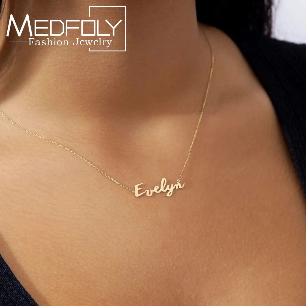 MEDFOLY Custom Name Necklace Stainless Steel Personalized 18K Gold Plated Customized Nameplate Pendant Necklace Gifts for Women
MEDFOLY Custom Name Necklace Stainless Steel Personalized 18K Gold Plated Customized Nameplate Pendant Necklace Gifts for Women