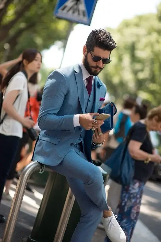 Мужской облегающий костюм Blue High Street из 3 предметов, повседневный смокинг под заказ, блейзер для жениха на выпускной, костюм для мужчин
Мужской облегающий костюм Blue High Street из 3 предметов, повседневный смокинг под заказ, блейзер для жениха на выпускной, костюм для мужчин