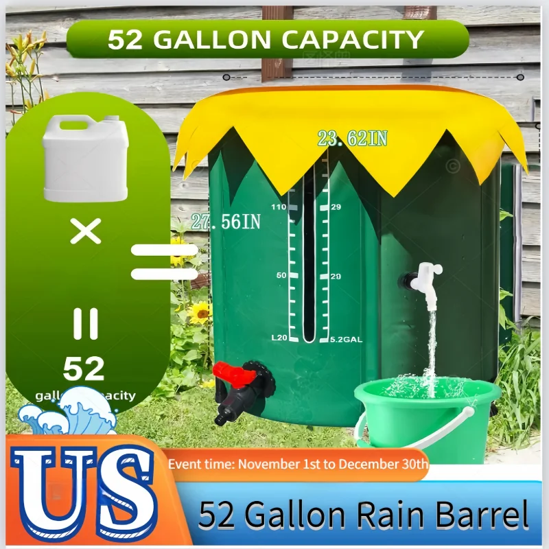 52 Gallon Water Recovery Storage Tank Collapsible Rain Barrel Rainwater Collection Container Garden Irrigation Water Bucket
52 Gallon Water Recovery Storage Tank Collapsible Rain Barrel Rainwater Collection Container Garden Irrigation Water Bucket