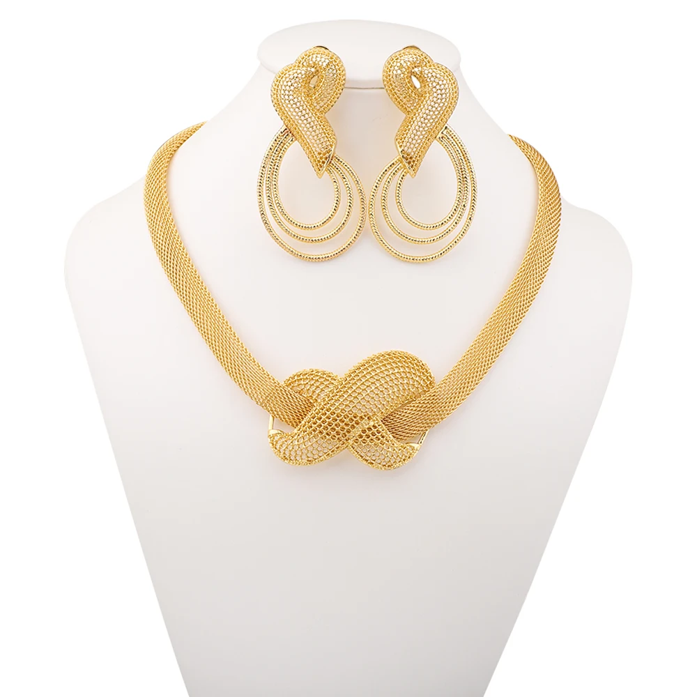 Africa 24K Gold Color Popular Jewelry Mesh Necklace Earring Set Romantic Wedding Party Gift Women's Daily Wear Free Shipping
Africa 24K Gold Color Popular Jewelry Mesh Necklace Earring Set Romantic Wedding Party Gift Women's Daily Wear Free Shipping