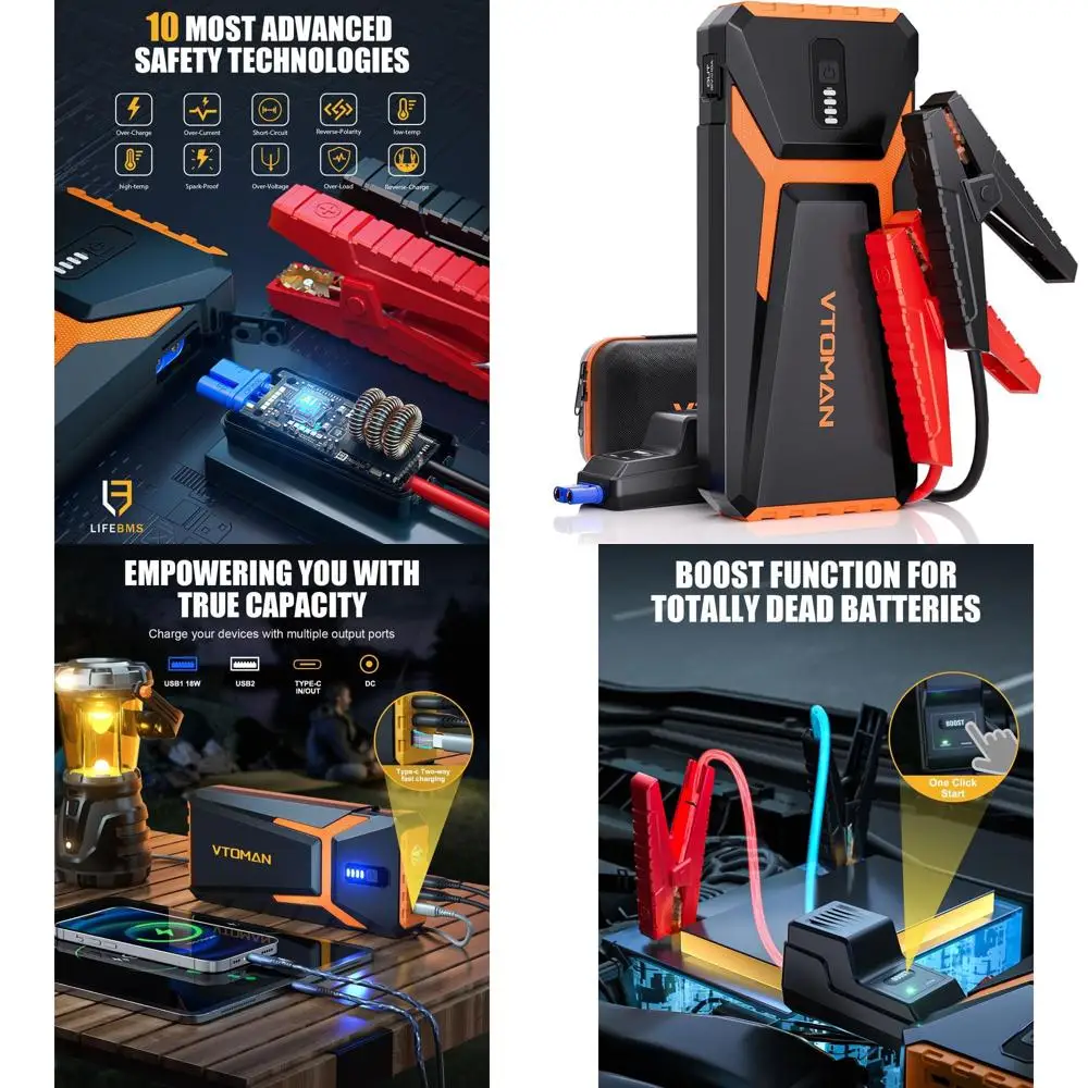 V10 3500A Jump Starter, Portable Car Starter (9.5L Gas,7.5L Diesel Engine) 12V Lithium Jump Box, Auto Battery Booster Power Pack
V10 3500A Jump Starter, Portable Car Starter (9.5L Gas,7.5L Diesel Engine) 12V Lithium Jump Box, Auto Battery Booster Power Pack