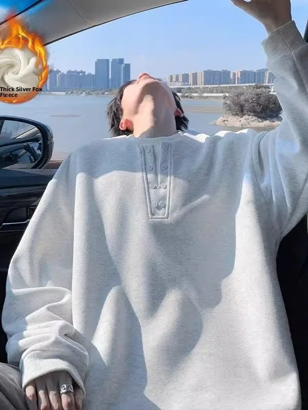 Cleanfit Henry Collar Long Sleeve T-Shirt Men's Autumn Winter Fleece Lined Warm Sweatshirt Silver Velvet Casual Wear
Cleanfit Henry Collar Long Sleeve T-Shirt Men's Autumn Winter Fleece Lined Warm Sweatshirt Silver Velvet Casual Wear