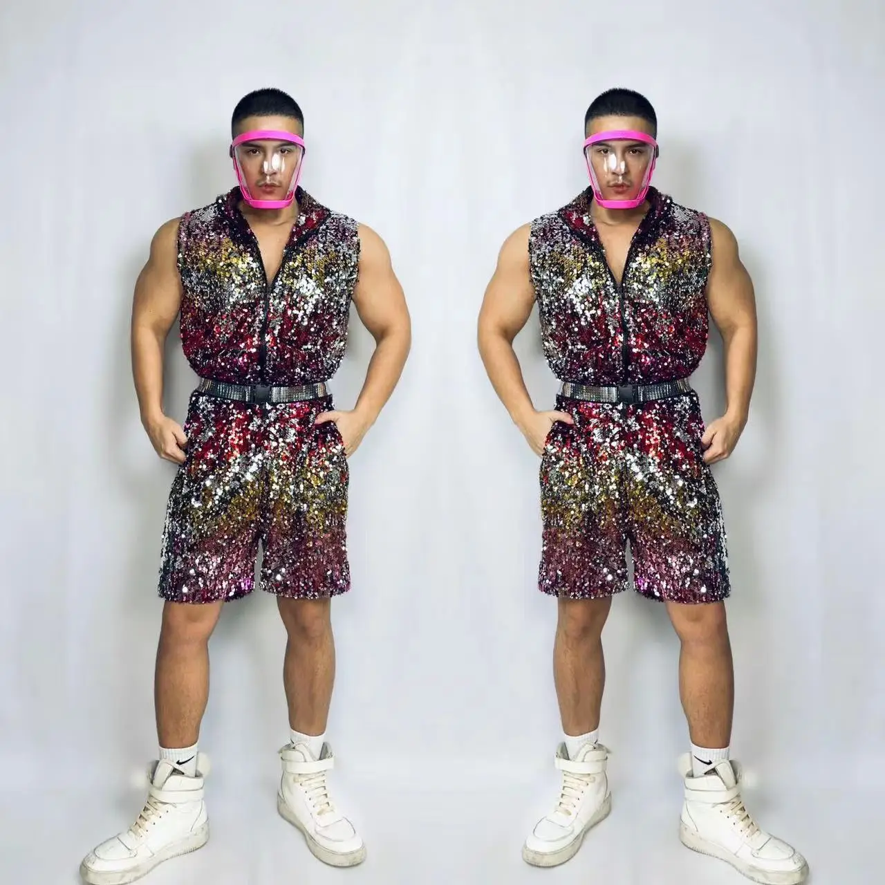 Fashion Colorful Gradient Hip hop One piece Tooling Bodysuit Bar Nightclub Men's Gogo Sexy Costumes Stage Dance Outfit
Fashion Colorful Gradient Hip hop One piece Tooling Bodysuit Bar Nightclub Men's Gogo Sexy Costumes Stage Dance Outfit