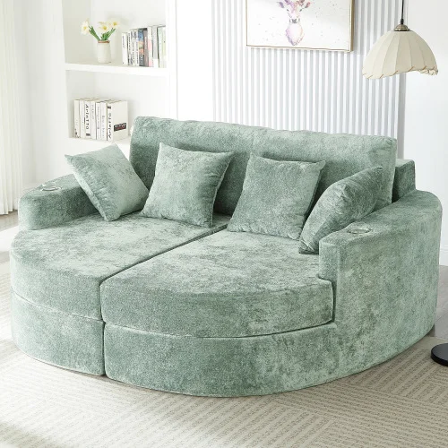 # Curved Chaise Lounge Sofa Bed Set Eco-Friendly Durable For Apartment & Villa With Two Cup Holders
# Curved Chaise Lounge Sofa Bed Set Eco-Friendly Durable For Apartment & Villa With Two Cup Holders