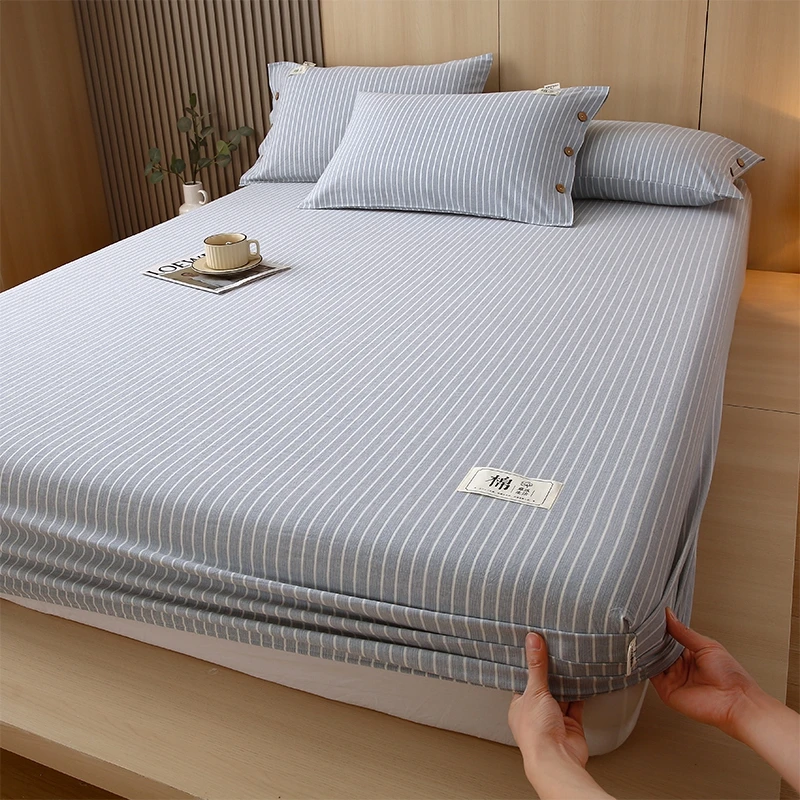1pc Light Gray Stripe Style Bedsheet Bed Cover Pure Cotton Fitted Sheet Queen/King Size Bed Linen drap de lit (No Pillowcase)
1pc Light Gray Stripe Style Bedsheet Bed Cover Pure Cotton Fitted Sheet Queen/King Size Bed Linen drap de lit (No Pillowcase)