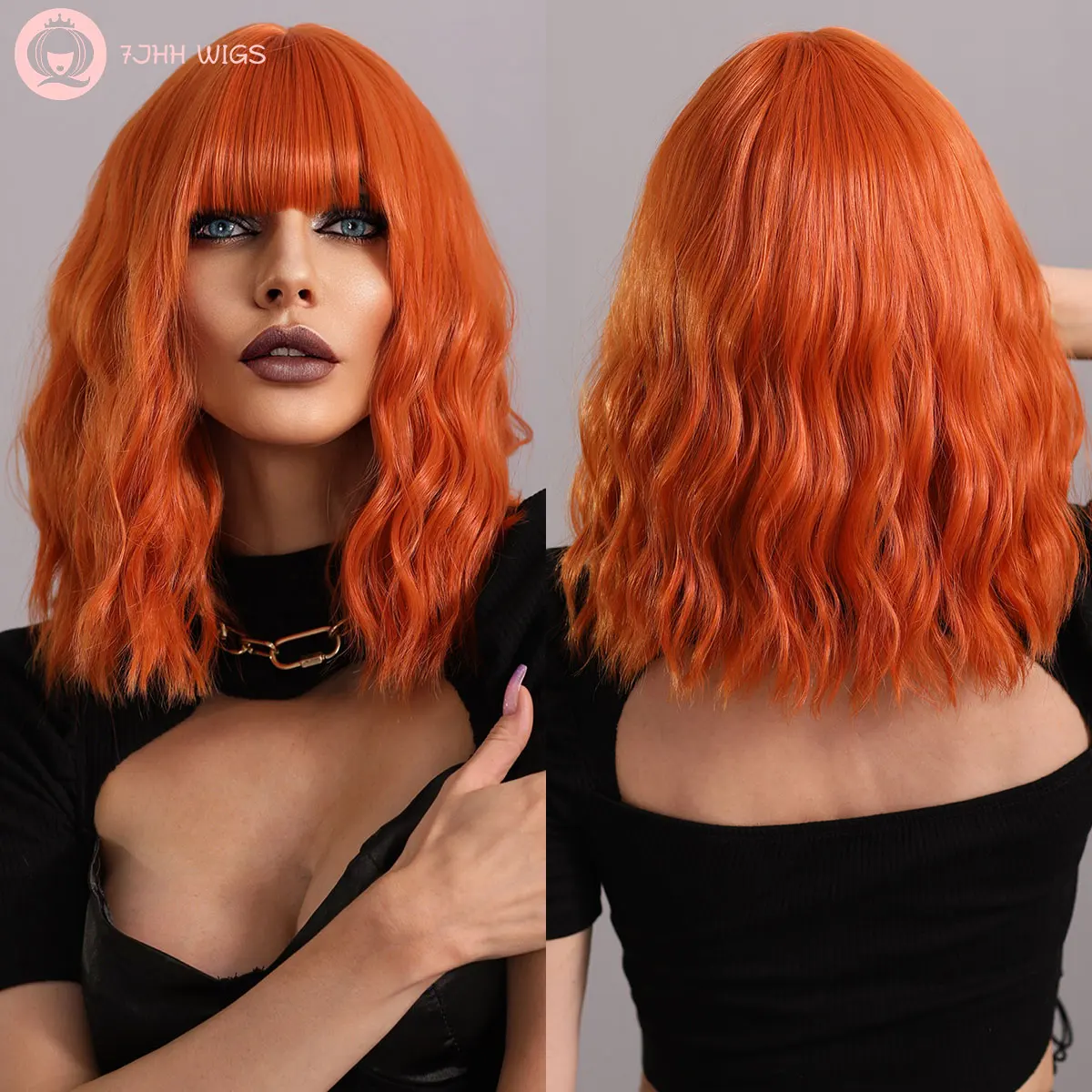 7JHH WIGS Short Bob Wigs with Bangs Loose Wavy Curly Orange Wig Shoulder Length Bob Synthetic Hair for Women Colorful Costume
7JHH WIGS Short Bob Wigs with Bangs Loose Wavy Curly Orange Wig Shoulder Length Bob Synthetic Hair for Women Colorful Costume