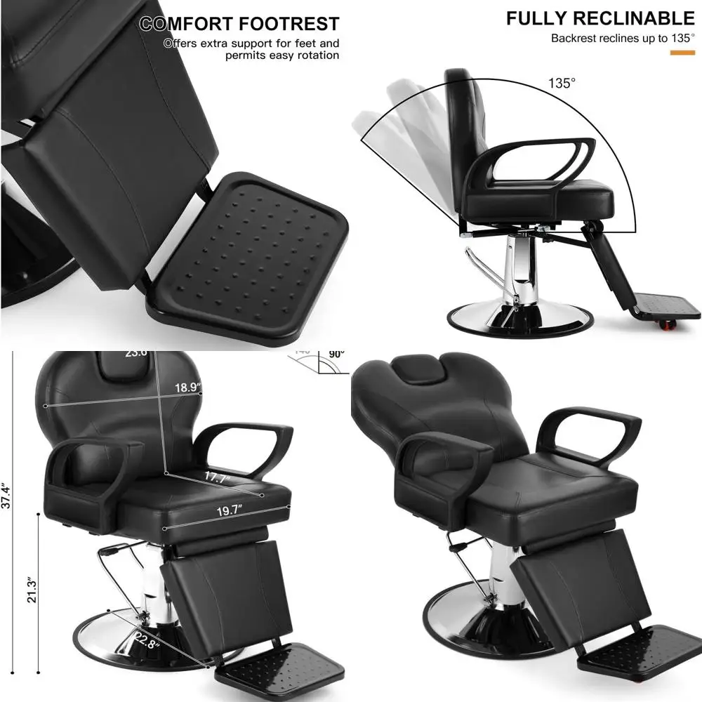 Прочное, регулируемое сверхпрочное парикмахерское кресло с откидной спинкой и широким удобным сиденьем для салонов и домашнего использования - черный
Прочное, регулируемое сверхпрочное парикмахерское кресло с откидной спинкой и широким удобным сиденьем для салонов и домашнего использования - черный