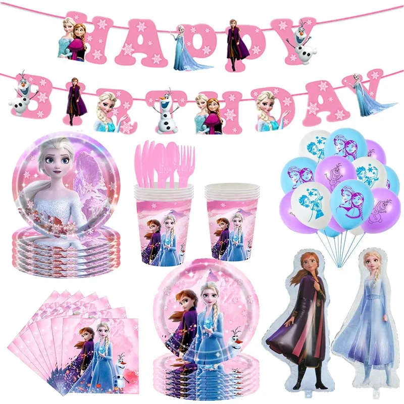 Disney Princess Anna Elsa Birthday Party Decorations Tableware Paper Plates Cup Napkins Banner Kid Birthday Parti Event Supplies
Disney Princess Anna Elsa Birthday Party Decorations Tableware Paper Plates Cup Napkins Banner Kid Birthday Parti Event Supplies