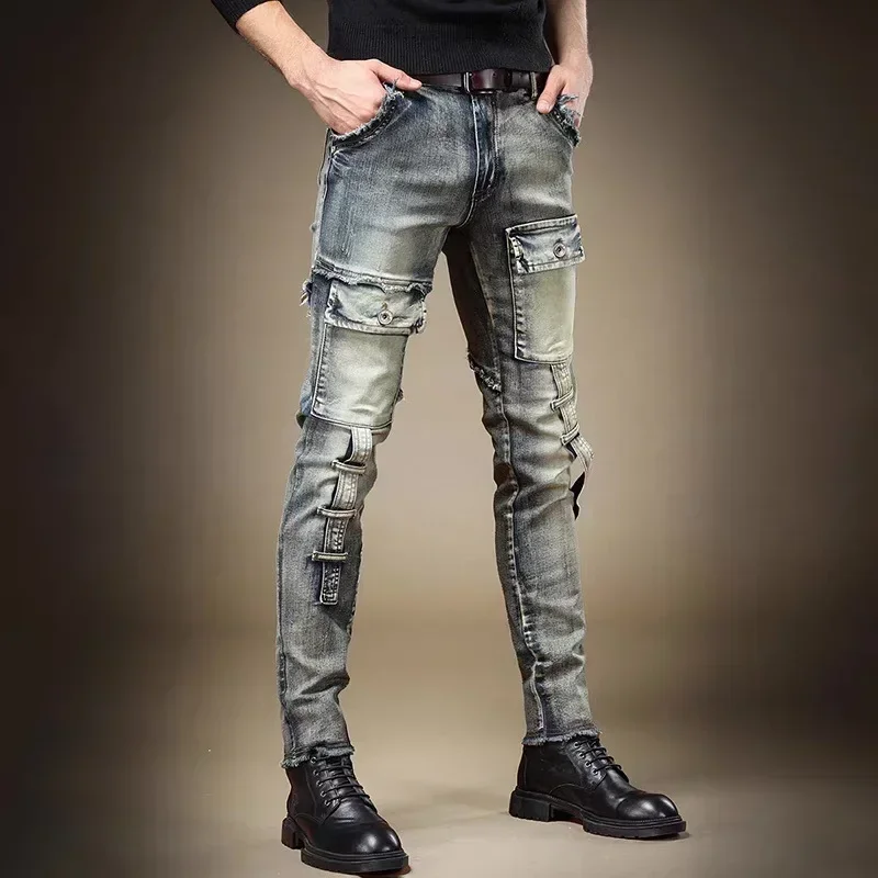 Jeans Men Long Pants Denim Pencil Cargo Pant Straight Trousers Sheath Mid Waist Pocket Button Simple Slim Fit Winter 2024
Jeans Men Long Pants Denim Pencil Cargo Pant Straight Trousers Sheath Mid Waist Pocket Button Simple Slim Fit Winter 2024
