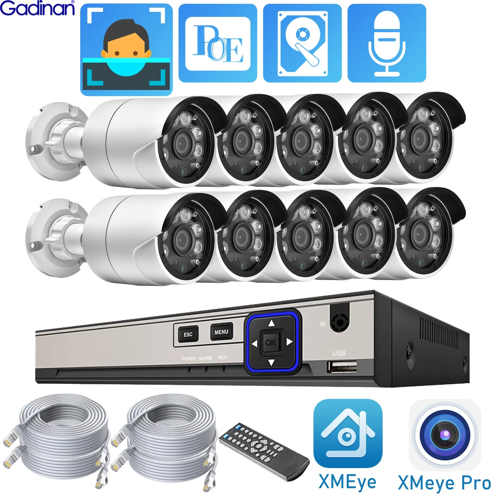 Gadinan Security Camera System 10CH 5MP HD POE NVR Kit P2P CCTV Audio AI Face Detection Outdoor Video Surveillance IP Camera Set
Gadinan Security Camera System 10CH 5MP HD POE NVR Kit P2P CCTV Audio AI Face Detection Outdoor Video Surveillance IP Camera Set