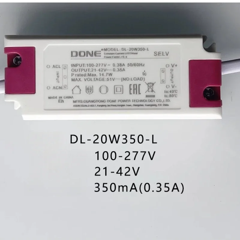 DL-20W350-L оригинальный светодиодный драйвер питания 20 Вт 21-42 В 350 мА балластная трубка/прожекторный трансформатор DONE
DL-20W350-L оригинальный светодиодный драйвер питания 20 Вт 21-42 В 350 мА балластная трубка/прожекторный трансформатор DONE
