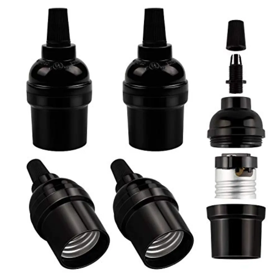 E26 Vintage Lamp Socket, UL-Listed, Edison Bulb Pendant Light Sockets Replacement, Retro Black Lampholder for Light Fixture Par
E26 Vintage Lamp Socket, UL-Listed, Edison Bulb Pendant Light Sockets Replacement, Retro Black Lampholder for Light Fixture Par