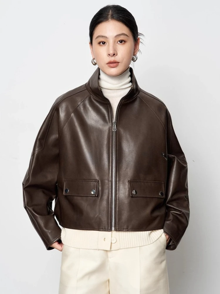 Casual Short Genuine Leather Jacket for Women Spring Autumn 2026 New High-end Simple Stand Collar Solid Soft Real Sheepskin Coat
Casual Short Genuine Leather Jacket for Women Spring Autumn 2026 New High-end Simple Stand Collar Solid Soft Real Sheepskin Coat