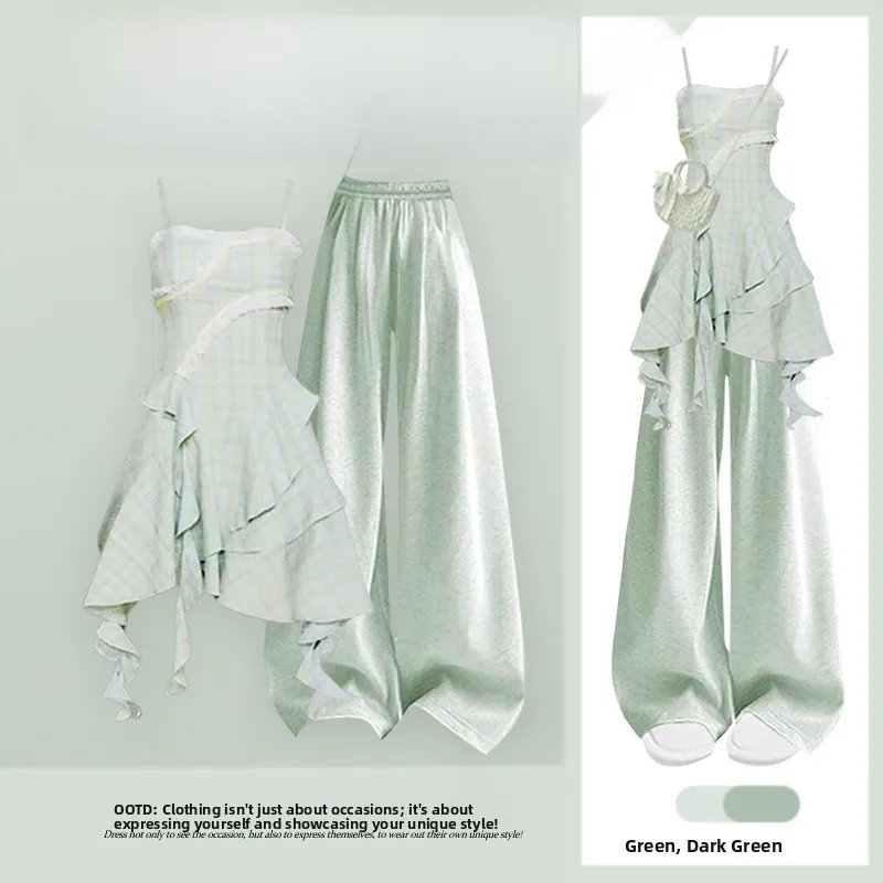 Sweet Dopaamine Pure Green Irregular Strap High Waist Wide Leg Pants Two Piece Set Summer Fashion Women's Ensemble Short Slee...
Sweet Dopaamine Pure Green Irregular Strap High Waist Wide Leg Pants Two Piece Set Summer Fashion Women's Ensemble Short Slee...