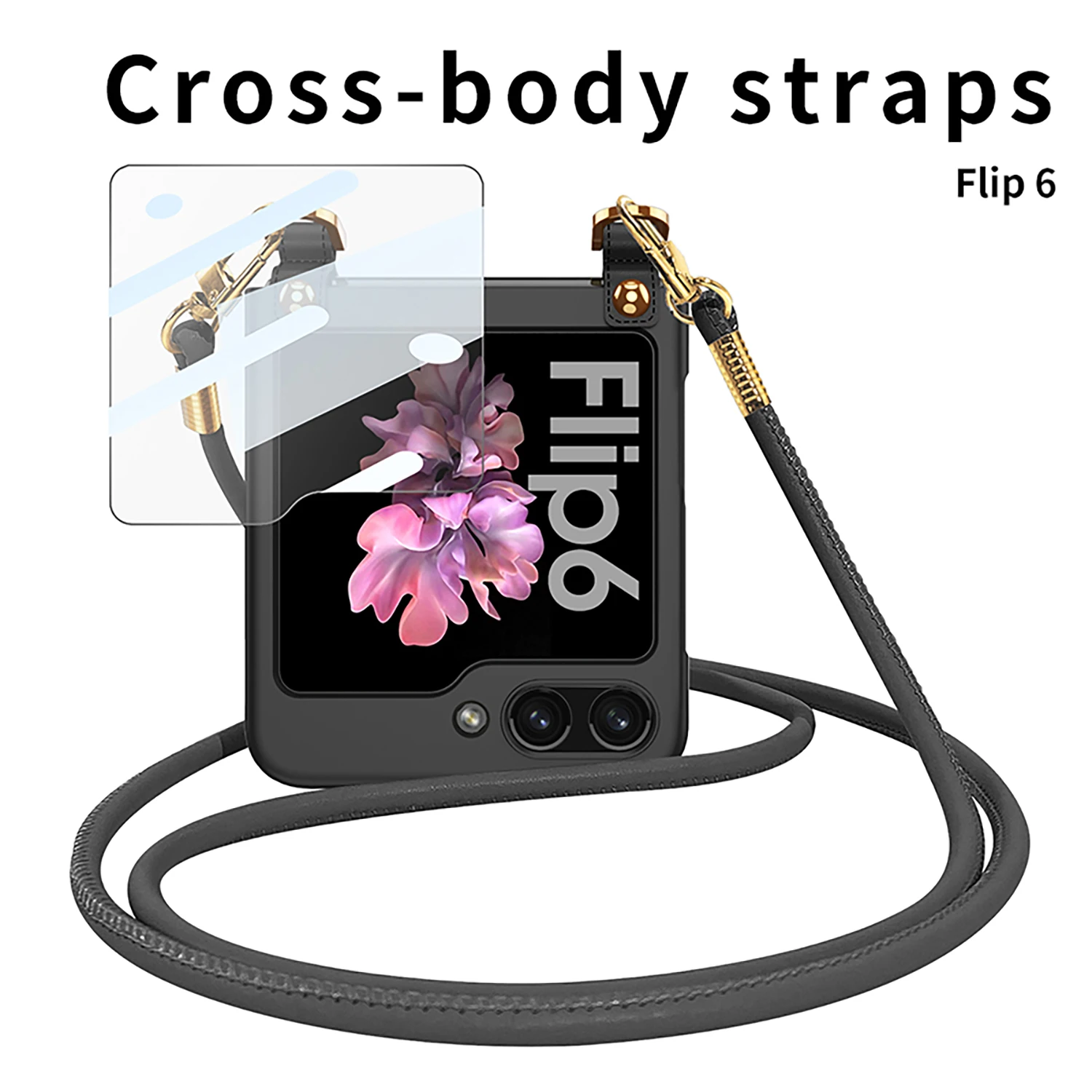 Стеклянная защитная пленка, пластиковый чехол через плечо для Samsung Galaxy Z Flip 6, 5, 4, 3, 5G, защитный противоударный чехол 
Стеклянная защитная пленка, пластиковый чехол через плечо для Samsung Galaxy Z Flip 6, 5, 4, 3, 5G, защитный противоударный чехол