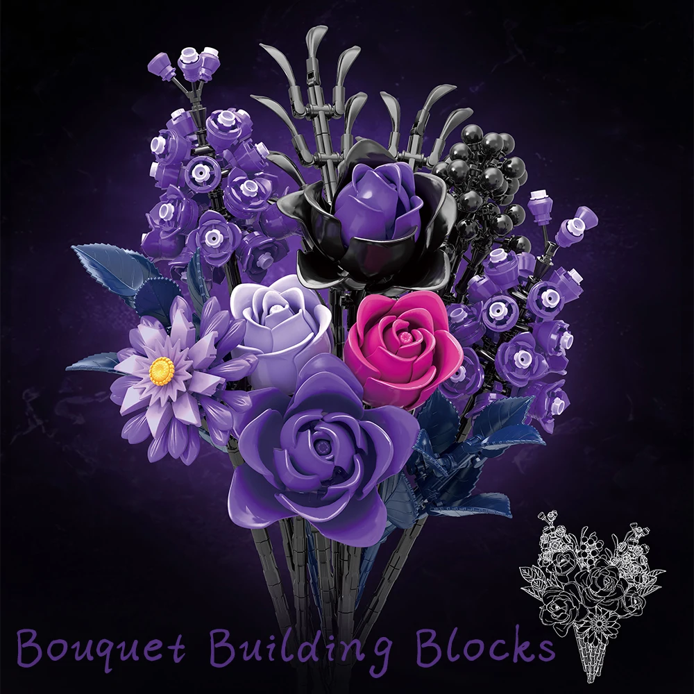 Gothic Eternal Brick Flower Ornaments Girlfriend MOC 822 PCS Valentine's Day Gift DIY Roses Flower Building Blocks Desktop Decor
Gothic Eternal Brick Flower Ornaments Girlfriend MOC 822 PCS Valentine's Day Gift DIY Roses Flower Building Blocks Desktop Decor