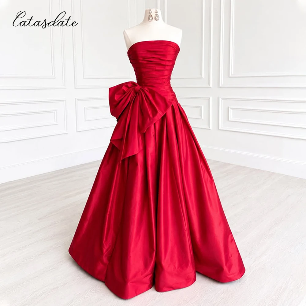 Catasdate Satin Strapless Evening Dress Side with 3D Flowers A Line Formal Wedding Guest Women Pleated vestidos de noche Customi
Catasdate Satin Strapless Evening Dress Side with 3D Flowers A Line Formal Wedding Guest Women Pleated vestidos de noche Customi