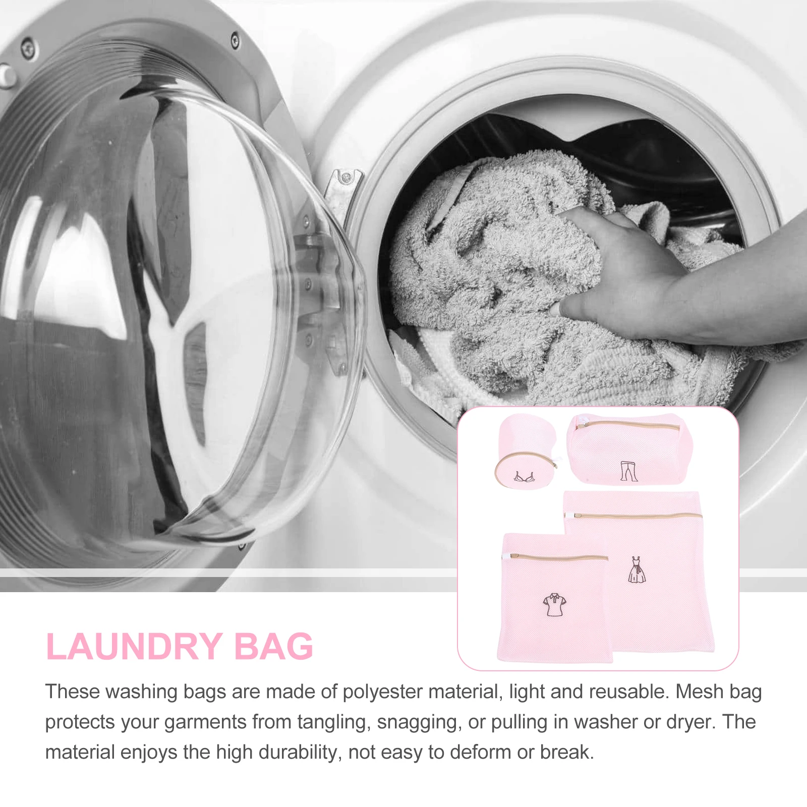 4pcs Laundry Mesh Bags Set Pink for Bra Socks Gloves Small Clothes Washing Machine Net Bag Protect Breathable Polyester Travel
4pcs Laundry Mesh Bags Set Pink for Bra Socks Gloves Small Clothes Washing Machine Net Bag Protect Breathable Polyester Travel