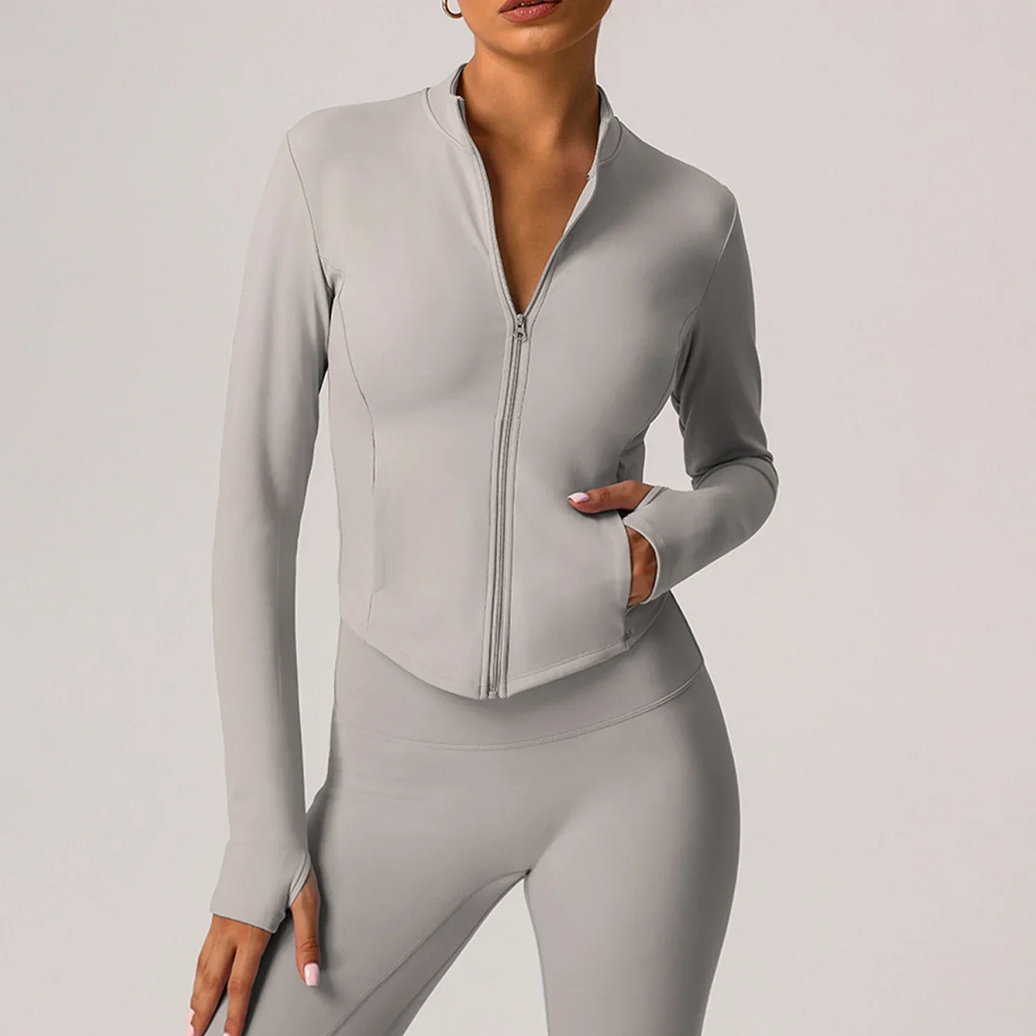 New Warm Long Sleeve Solid Color Padded Yoga Jacket Fitness Sports Casual Standing Collar Tops Outdoor Workout Slim Jacket Women
New Warm Long Sleeve Solid Color Padded Yoga Jacket Fitness Sports Casual Standing Collar Tops Outdoor Workout Slim Jacket Women