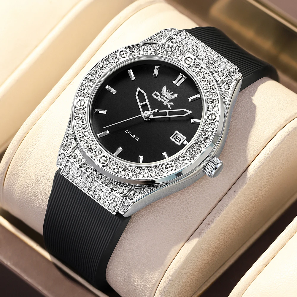 OPK 6067 Elegant Style Men Quartz Watch Brilliant Shine 30M Waterproof Zircon Inlay Silicone Strap Classic Diamond Dial Watch
OPK 6067 Elegant Style Men Quartz Watch Brilliant Shine 30M Waterproof Zircon Inlay Silicone Strap Classic Diamond Dial Watch