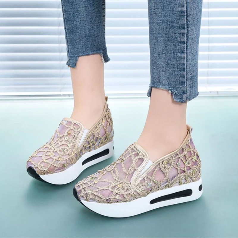 Women Platform Sneakers Breathable Mesh Lace Wedge Shoes Casual Summer Slip On Dad Shoes
Women Platform Sneakers Breathable Mesh Lace Wedge Shoes Casual Summer Slip On Dad Shoes