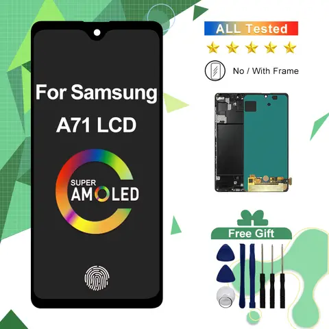 AMOLED SM-A715F/DSN LCD For Samsung Galaxy A71 LCD SM-A715F/DSM Screen Touch Digitizer Replace For Samsung A715 Display