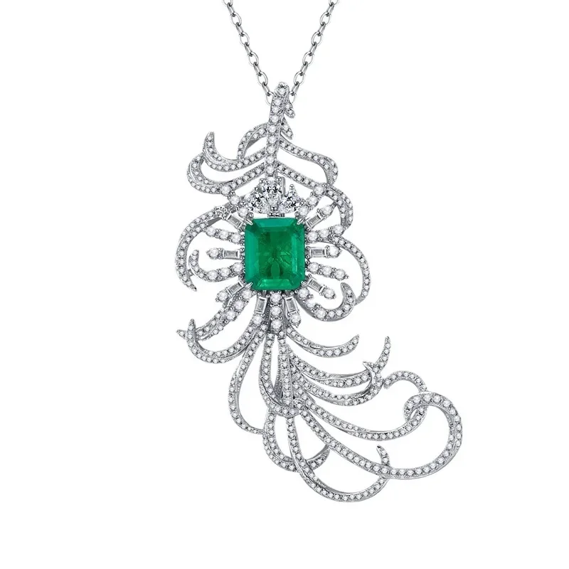 Spring Qiaoer 925 Sterling Sliver 10*12MM Emerald Diamond Gemstone Feather Brooches for Women Anniversary Fine Jewelry Gifts
Spring Qiaoer 925 Sterling Sliver 10*12MM Emerald Diamond Gemstone Feather Brooches for Women Anniversary Fine Jewelry Gifts