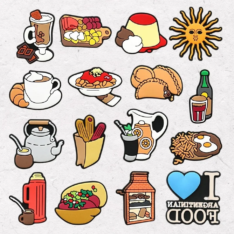 Argentinian Cuisine Shoes Delicious bread Noodles Drink motifs Shoe buckle decoration Accessories gifts
Argentinian Cuisine Shoes Delicious bread Noodles Drink motifs Shoe buckle decoration Accessories gifts