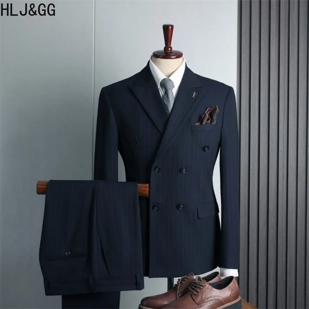 HLJ&GG Men's Striped Double-breasted Blazer Vest Pants Three-piece Sets Man British Fashion Best Man Suit 3Pcs for Wedding Party
HLJ&GG Men's Striped Double-breasted Blazer Vest Pants Three-piece Sets Man British Fashion Best Man Suit 3Pcs for Wedding Party