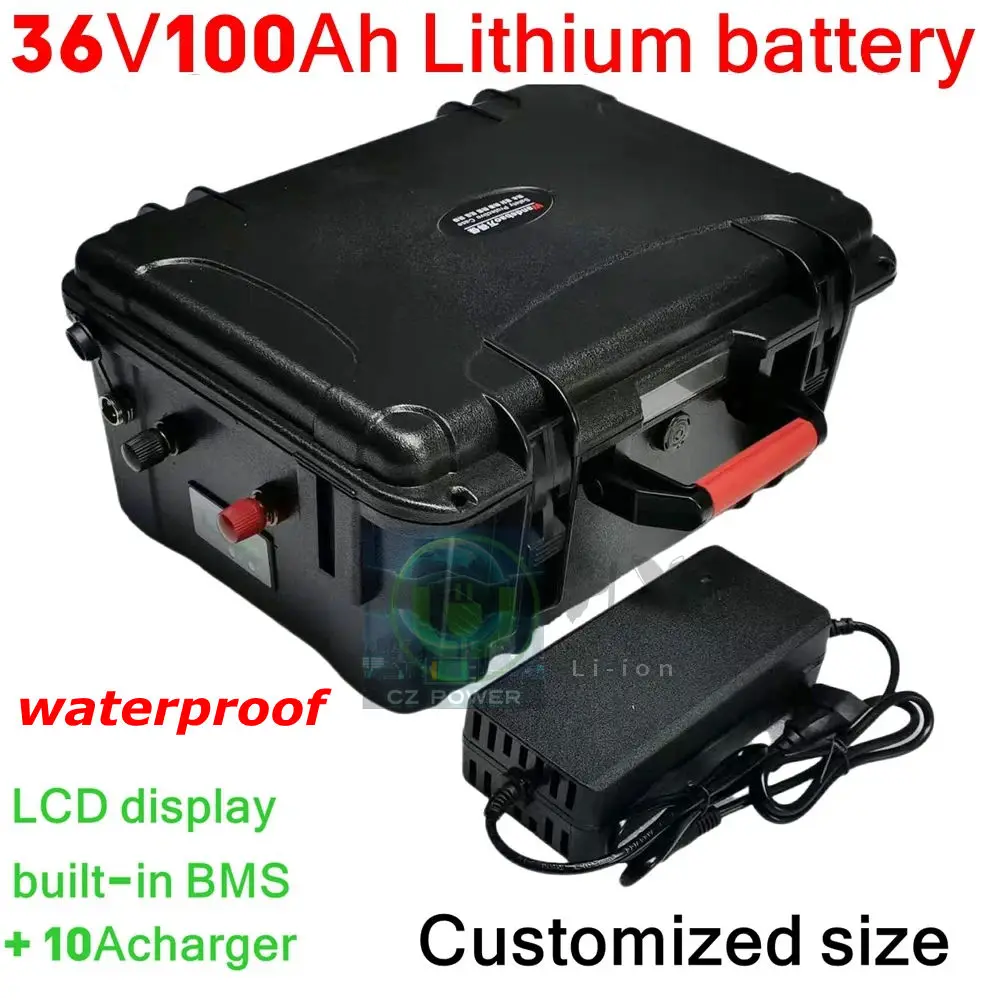 CZ-Waterproof rechargeable 100Ah lithium battery 42V BMS 4000W for trolling motorboat motor,inverter +10A Charger.
CZ-Waterproof rechargeable 100Ah lithium battery 42V BMS 4000W for trolling motorboat motor,inverter +10A Charger.