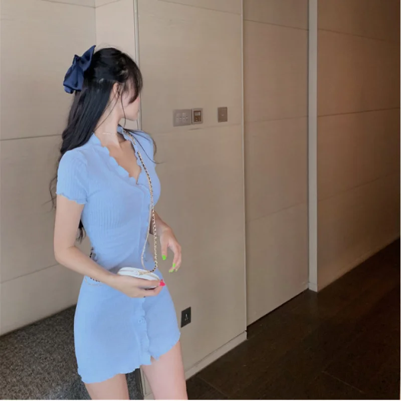 Knitted Dress with Ruffled HemvTight-fitting Bodycon Short Skirt for Women Summer New Blue Waist-cinching Skirt
Knitted Dress with Ruffled HemvTight-fitting Bodycon Short Skirt for Women Summer New Blue Waist-cinching Skirt