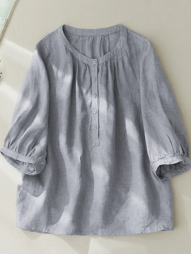 Retro Japanese Style Women's Cotton Linen Shirt Sleeveless Loose Fit Summer Top round Neck Button Detail Regular Length
Retro Japanese Style Women's Cotton Linen Shirt Sleeveless Loose Fit Summer Top round Neck Button Detail Regular Length