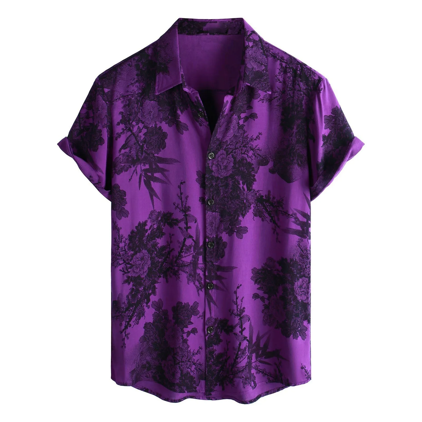 3D Digital Printed Men's Short Sleeved Shirt - Retro Flower Pattern 7