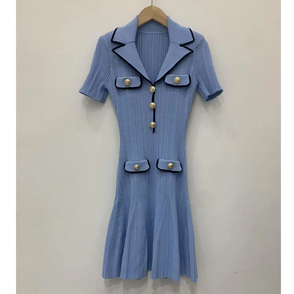 Blue Short Sleeve Mini Knitted Dress Women 2025 Spring Summer New Fashion Colorblock Wear Slim A-Line Dresses 5250019
Blue Short Sleeve Mini Knitted Dress Women 2025 Spring Summer New Fashion Colorblock Wear Slim A-Line Dresses 5250019