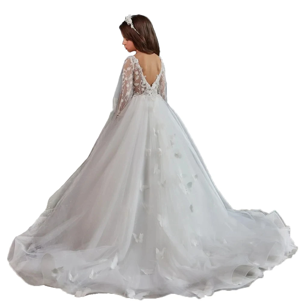 Tulle Flower Girl Dress for Wedding Beaded Applique First Communion Dress Long Sleeve Toddlers Backless Pageant Party Ball Gown
Tulle Flower Girl Dress for Wedding Beaded Applique First Communion Dress Long Sleeve Toddlers Backless Pageant Party Ball Gown
